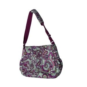 Retired Vera Bradley Paisley Meets Plaid Computer Laptop Messenger Diaper Bag